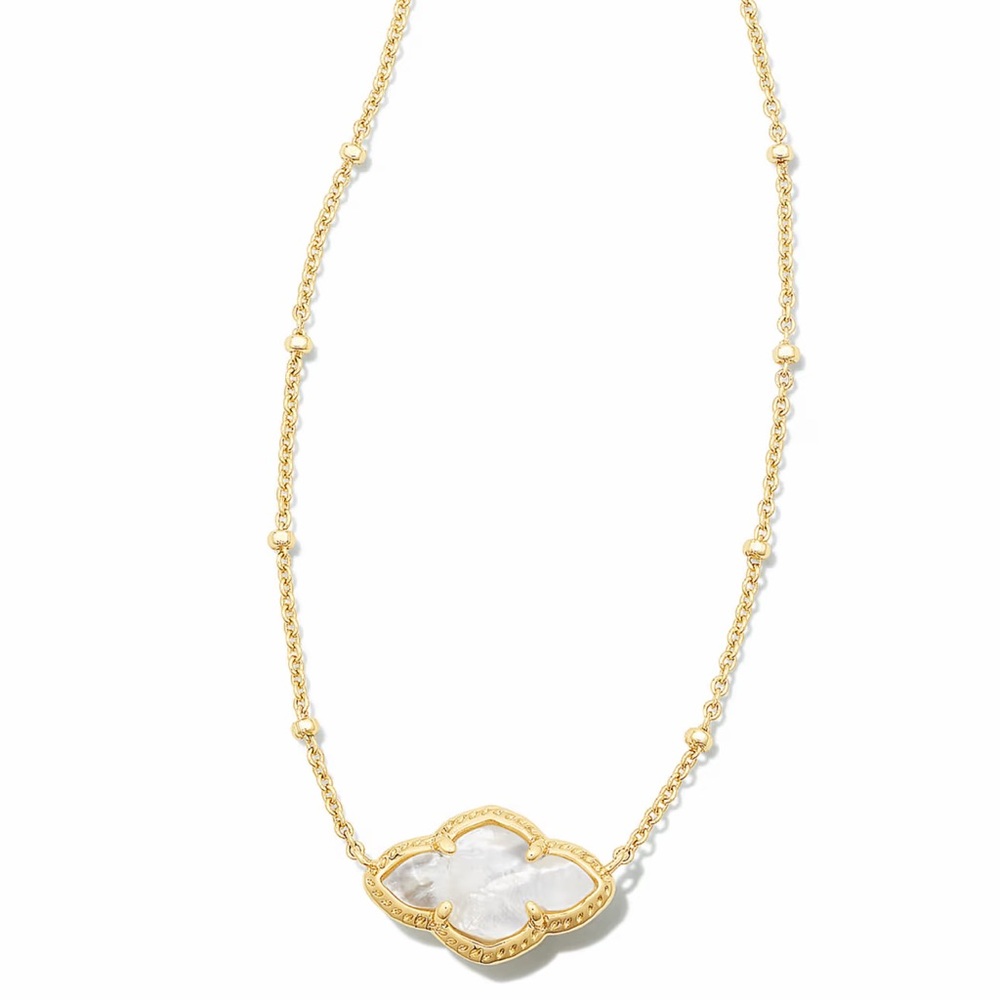 Kendra Scott Abbie Gold Pendant Necklace in Ivory Mother-of-Pearl